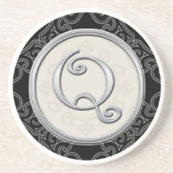 Personalized Sandstone Coasters:Silver Monogram Q Coaster