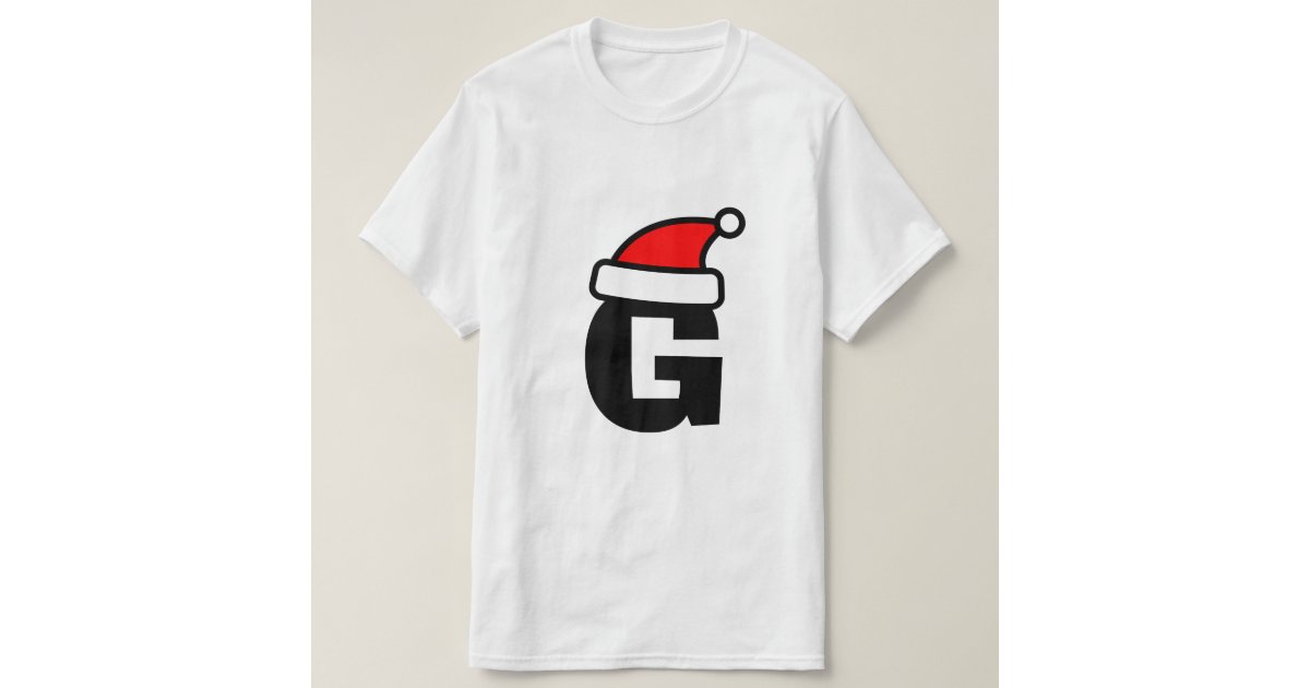 Personalized Santa hat monogram Christmas t shirt | Zazzle