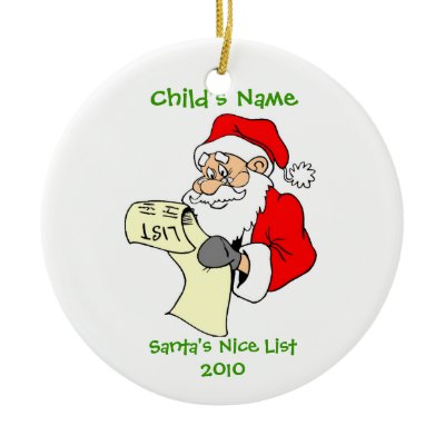 Personalized Santa&#39;s Nice List Tree Ornament