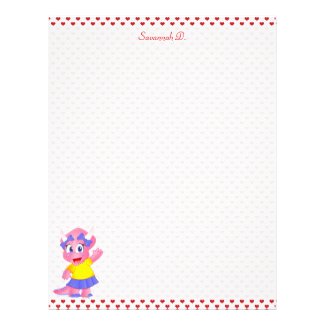 Personalized Savannah the Dino Letterhead (Red)
