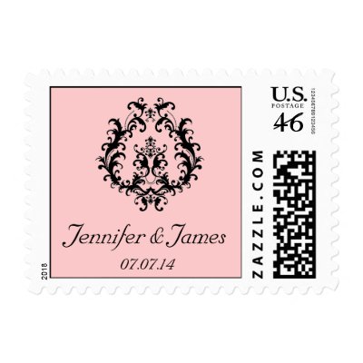 Personalized Save the Date Postage Stamps Pink