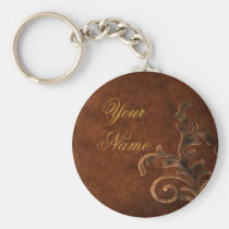 Personalized Scroll Leaf Keychain