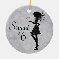Personalized Silhouette Girl Sweet 16 Ornament