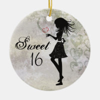 Personalized Silhouette Girl Sweet 16 Ornament