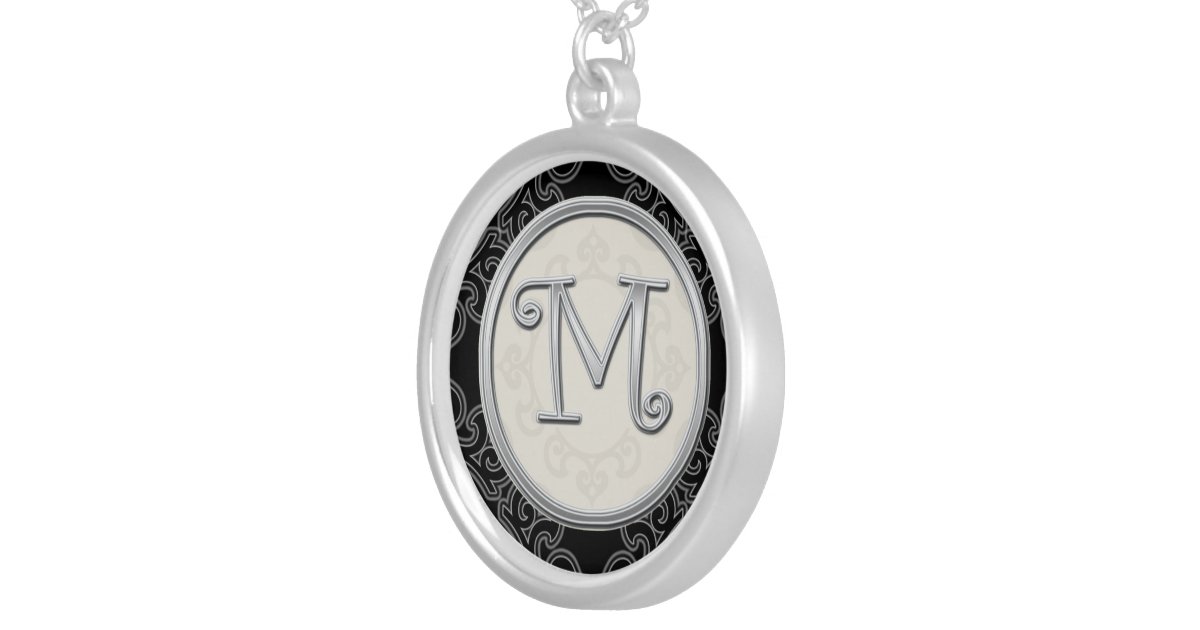 Personalized Silver Initial Pendant NecklaceM Zazzle