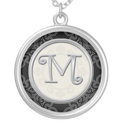 Personalized Silver Initial Pendant Necklace::M