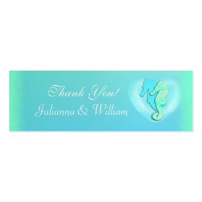Personalized Skinny Sea Horse Wedding Favor Tags Business Card Template by