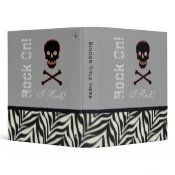 Personalized Skull and Crossbone Binder Zebra Trim