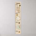 Personalized Sleepy Safari Animals Growth Chart Poster