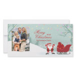 Personalized snowing Santa sleigh photo card