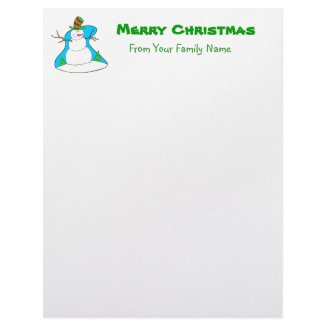 Personalized Snowman Christmas Letter Paper letterhead