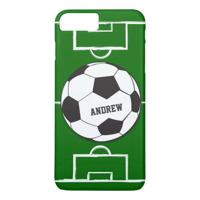 Personalized Soccer Ball and Field iPhone 7 Plus Case
