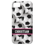 Personalized Soccer Ball Pattern Black Pink White iPhone 5 Covers