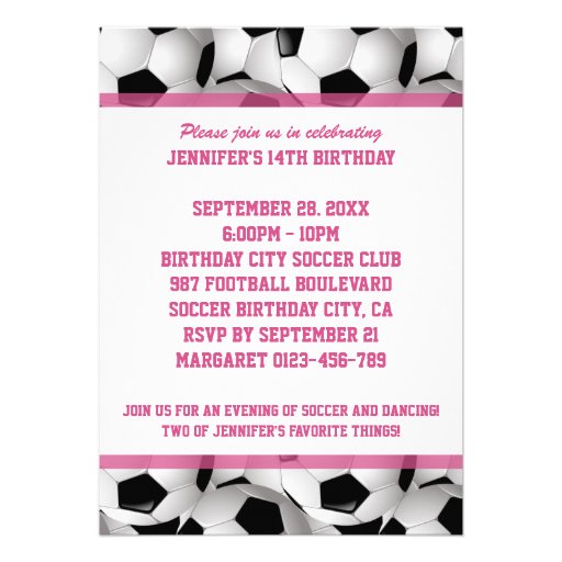 Personalized Soccer Ball Pattern v3 Pink Birthday Personalized Announcement