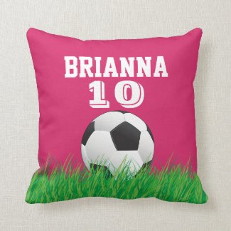 Personalized Soccer Football Ball Pink Pillow Throw Pillows