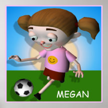 Personalized Soccer Kid Girl Poster
