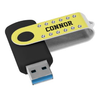 Personalized, Soccer Yellow and Black Flash Drive