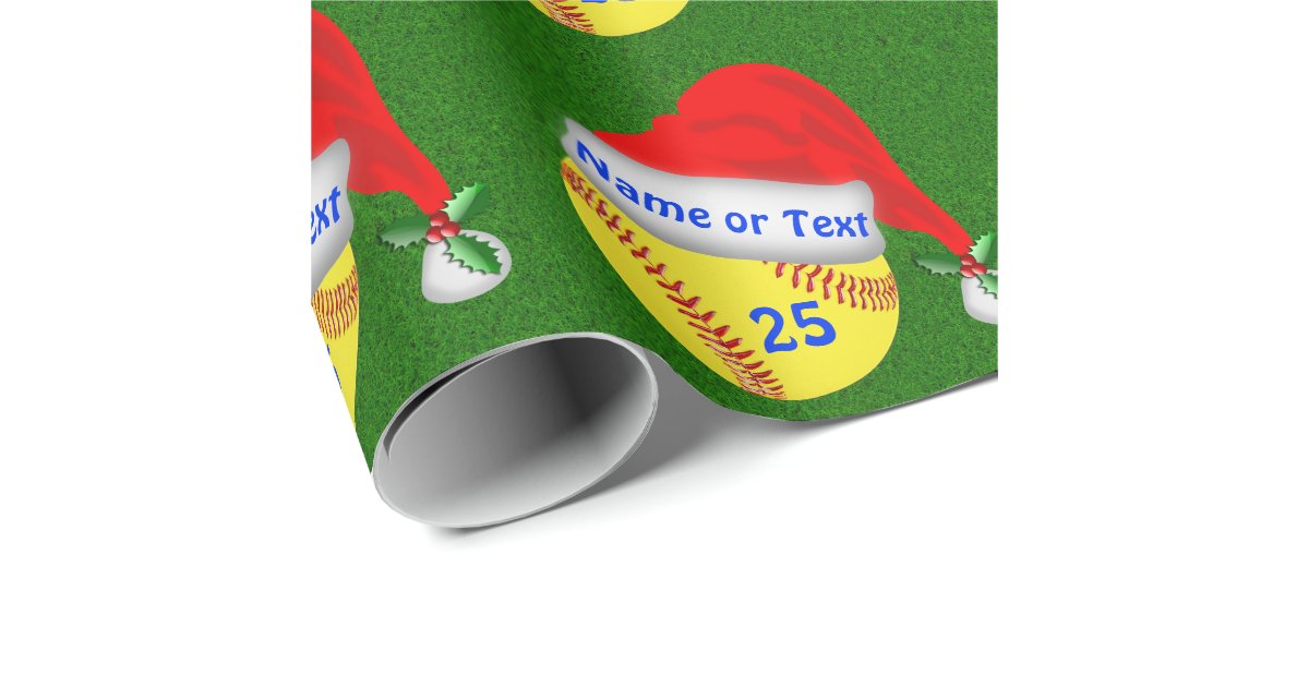 Personalized Softball Christmas Wrapping Paper Zazzle