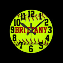Personalized Softball Wall Clock wall clocks