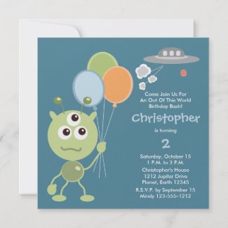 Personalized Space Alien Birthday Invitations invitation
