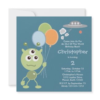 Personalized Space Alien Birthday Invitations invitation