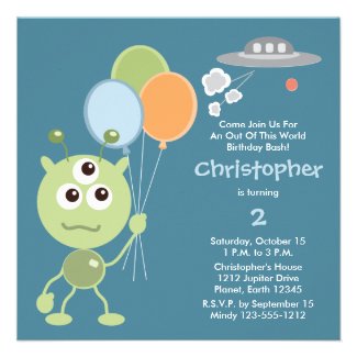 Personalized Space Alien Birthday Invitations