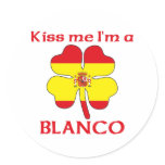 Personalized Spanish Kiss Me I'm Blanco Sticker