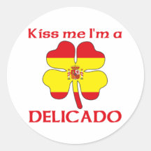 Personalized Spanish Kiss Me I'm Delicado Round Stickers