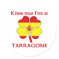 Personalized Spanish Kiss Me I'm Tarragone Round Stickers