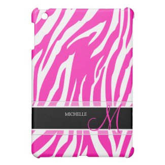 Personalized Spicy Pink & White Zebra Pattern iPad Mini Cover