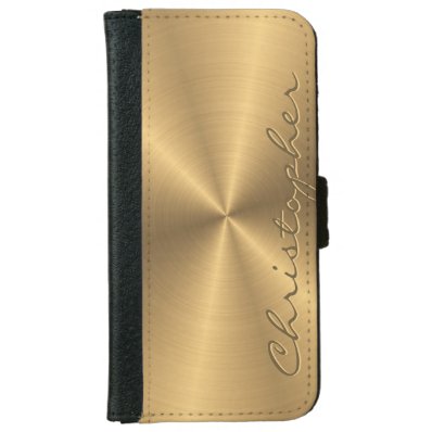 Personalized Stainless Steel Gold Metallic Radial Wallet Phone Case For iPhone 6/6S