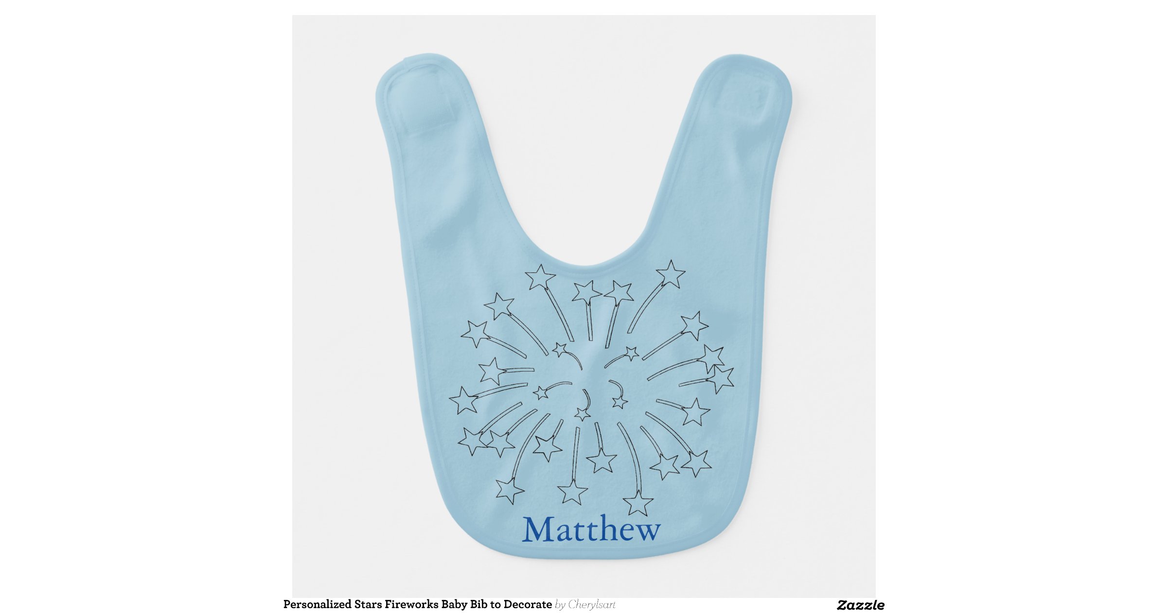 Personalized Stars Fireworks Baby Bib to Decorate Zazzle