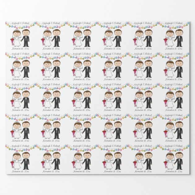 Personalized Stickfigure Wedding Wrapping Paper 2/4