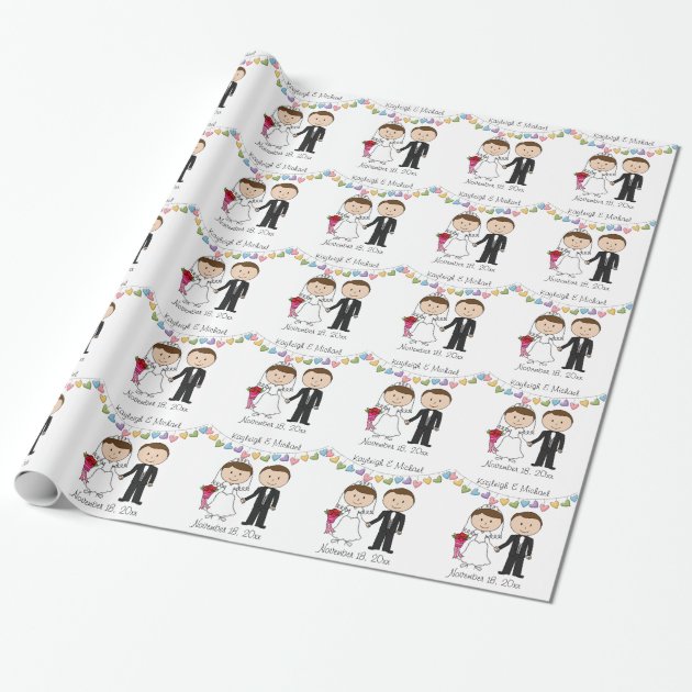 Personalized Stickfigure Wedding Wrapping Paper 1/4