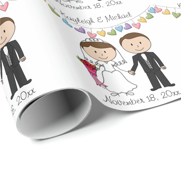 Personalized Stickfigure Wedding Wrapping Paper 3/4