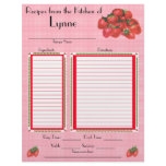 Personalized Strawberry design recipe page Letterhead Template