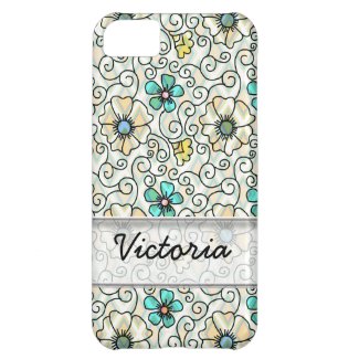 Personalized Stylish Flowers And Swirl Pattern iPhone 5C Cases