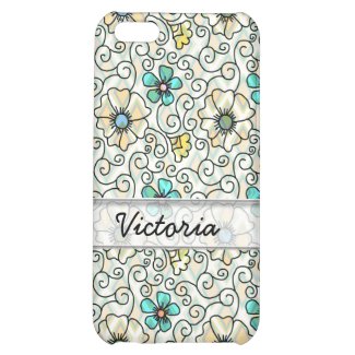 Personalized Stylish Flowers And Swirl Pattern iPhone 5C Covers