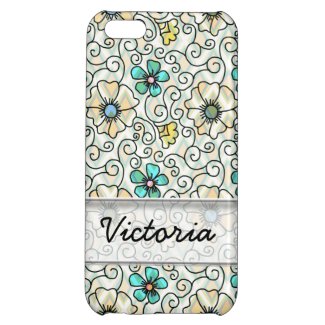 Personalized Stylish Flowers And Swirl Pattern iPhone 5C Cases