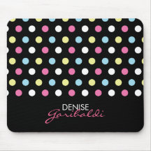 Personalized Stylish Modern Neon Polka Dots Mouse Pad