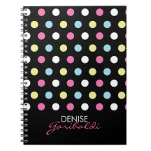 Personalized Stylish Modern Neon Polka Dots Notebook