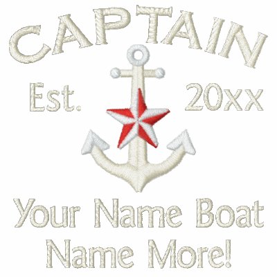 Personalized Stylish YEAR Name Captain Star Anchor Embroidered Track 