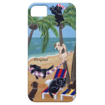 Personalized Summer Vacation Labradors Painting iPhone 5 Cover