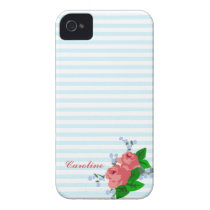 Personalized Summery Stripes and Roses Case-mate Iphone 4 Cases