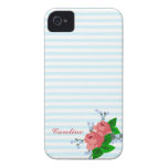 Personalized Summery Stripes and Roses Case-Mate iPhone 4 Cases
