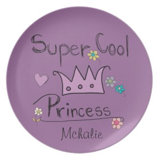 Personalized Super Cool Princess Kids Plate