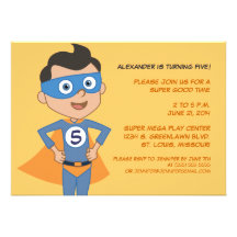 Personalized Superhero Kids Birthday Party Invites