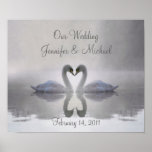 Personalized Swans in Love ~ Poster Print Wedding