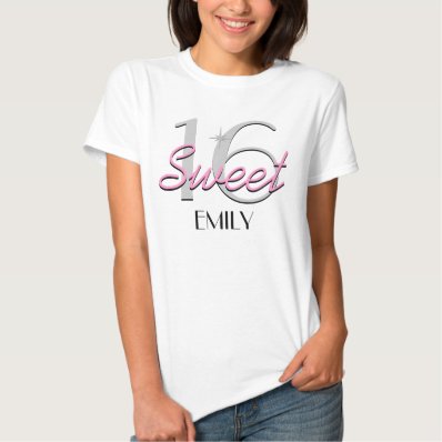Personalized Sweet 16 Pink Sparkle T-shirt