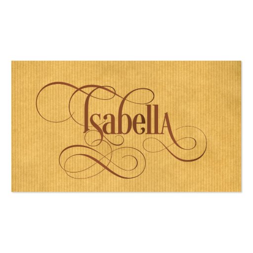 Personalized Swirly Script Isabella Natural Kraft Business Card Templates (back side)